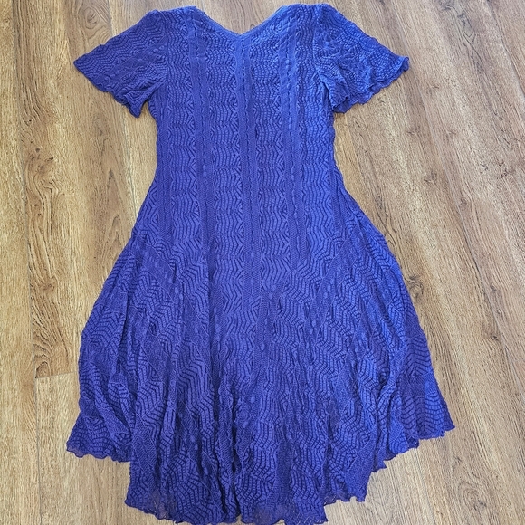 Rabbit Rabbit Rabbit Vintage Dress Women Sz 16 Purple Lace Empire Waist Boho - Picture 2 of 8